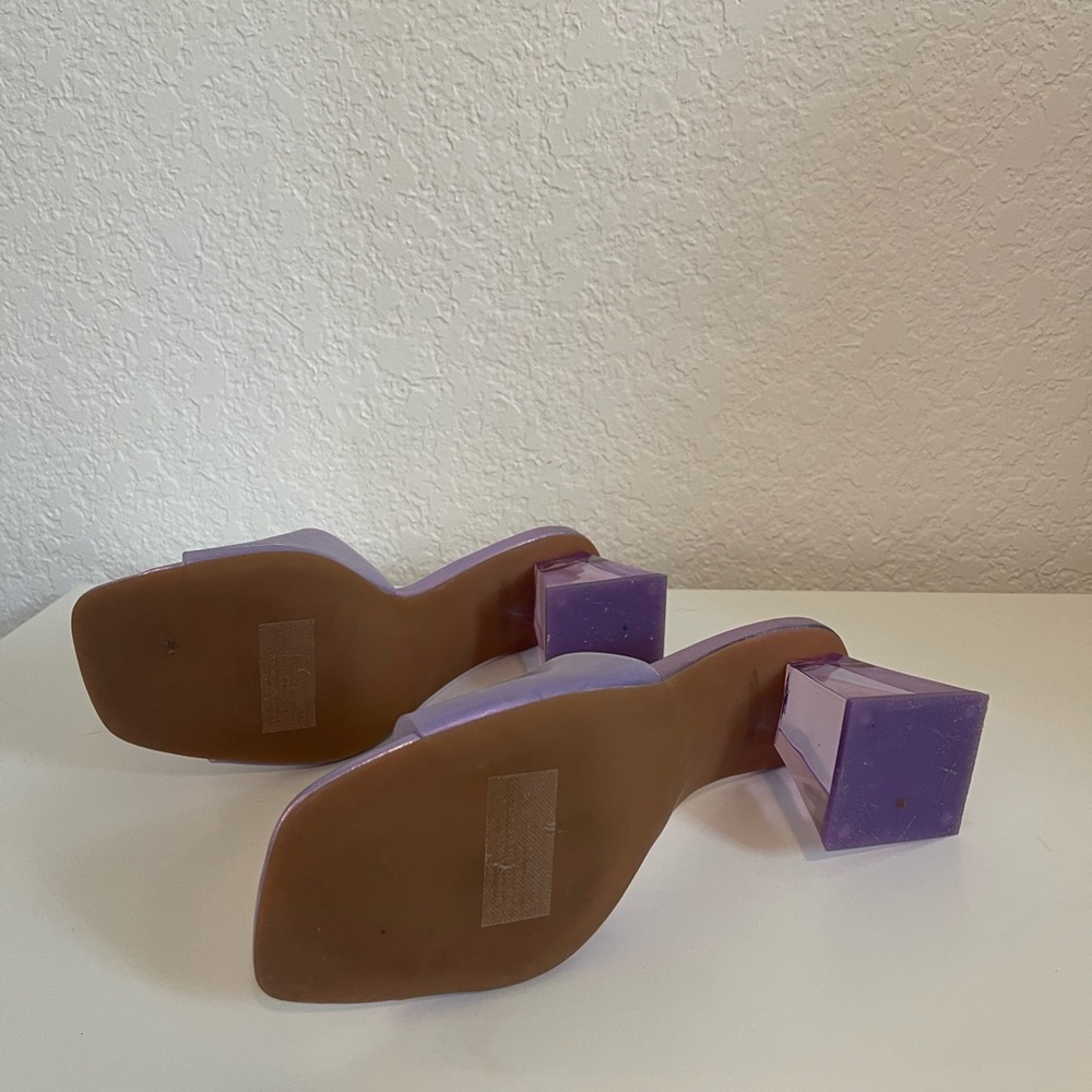 bp Lavender Patent Slide Mules with Faceted Block Heel - Picture 3 of 7